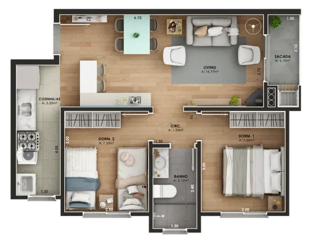 Apartamento Moderno com 2 Dormitórios no Lançamento My Home 3 — foto 1