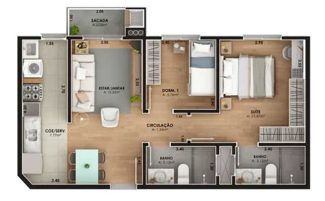 Apartamento Duplex com 2 Dormitórios (1 Suíte) no Lançamento My Home 3 — foto 1